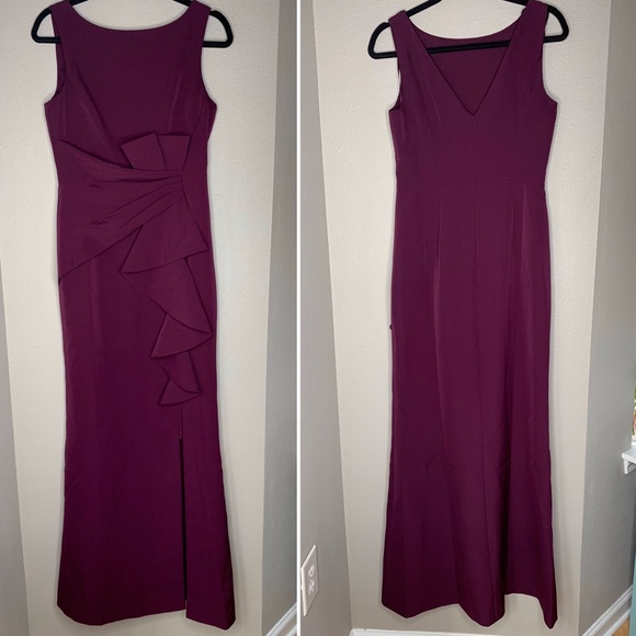 Eliza J Purple Ruffle Front Formal Gown Dress Sz 6 - Picture 2 of 7